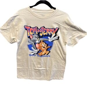 Tom & Jerry Cartoon Graphic Tee NWOT‎ Tan Medium 100% Cotton